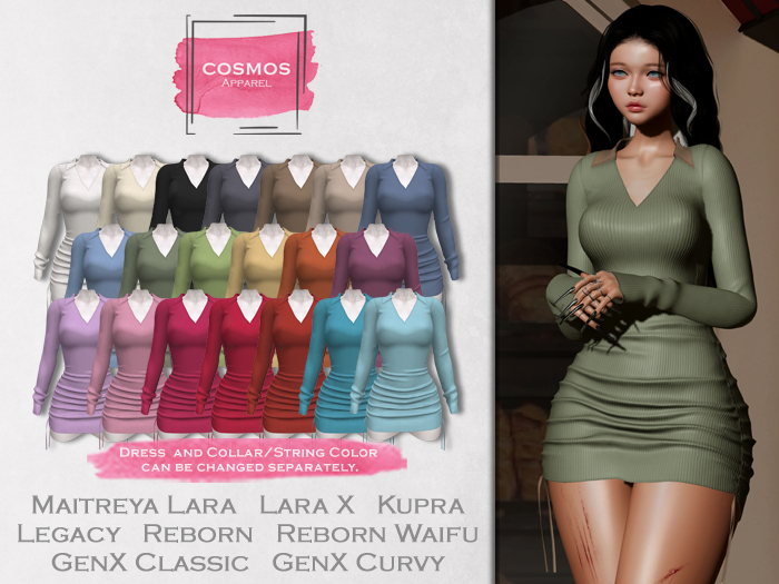 [COSMOS] Ella Bodycon Dress Knit / 20 Colors Fatpack Demo