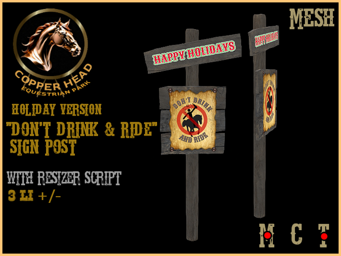 Don't Drink and Ride Sign Post  Happy Holidays Version