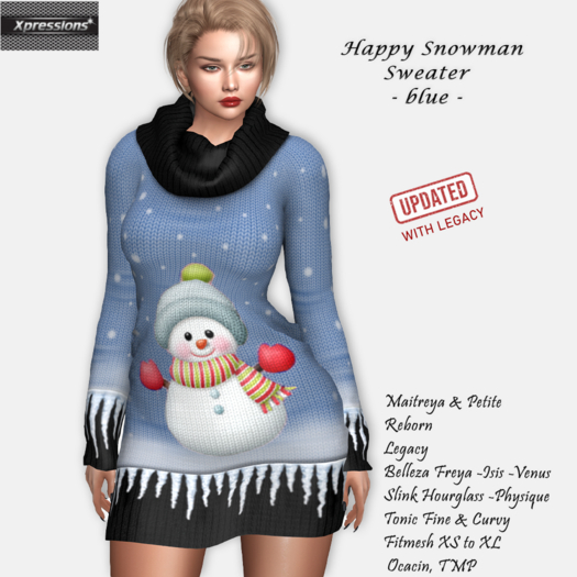 [Xprs] - Happy Snowman Sweater Blue