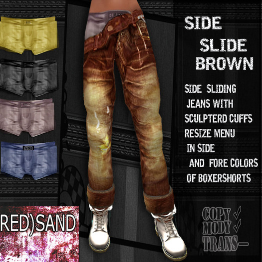 (RED)SAND_side slide jeans brown