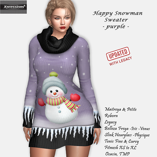 [Xprs] - Happy Snowman Sweater Purple