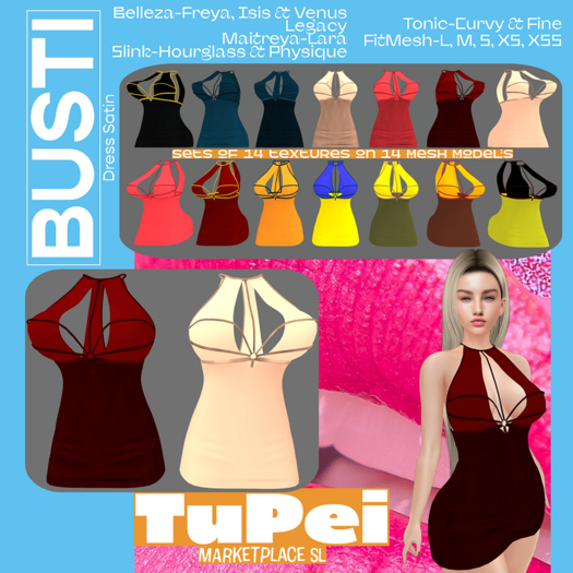 TuPei  Busti Dress Satin - Set of 14 for FitMesh-XS