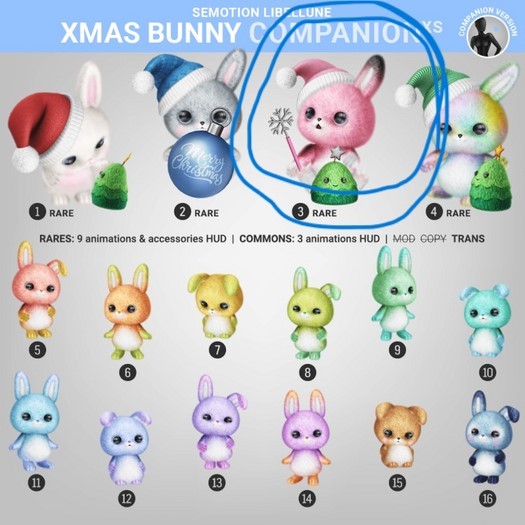 3. SEmotion Libellune Xmas Bunny XS Companion RARE