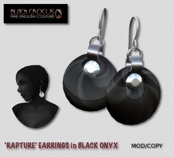Black Crocus Rapture earrings in Black Onyx