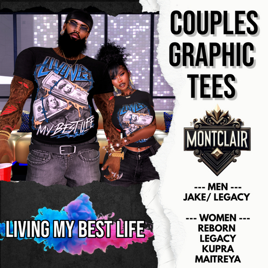 [MONTCLAIR] ~ LIVING MY BEST LIFE GRAPHIC COUPLE TEE