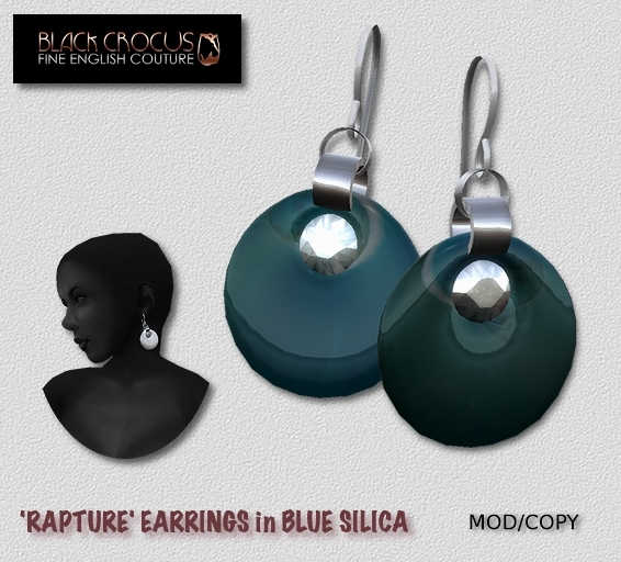 Black Crocus Rapture earrings in Blue Silica