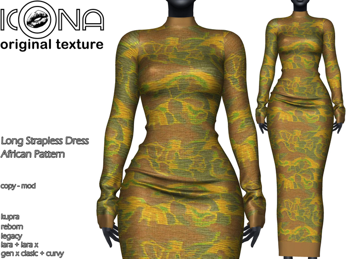 ICONA / LONG STRAPLESS DRESS AFRICAN -6
