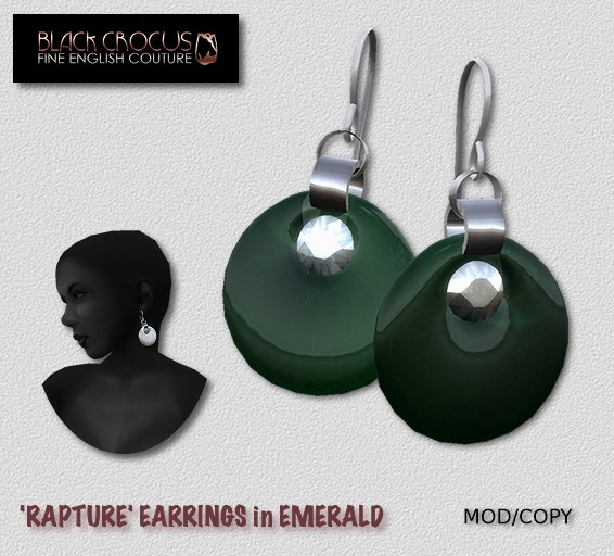 Black Crocus Rapture earrings in Emerald