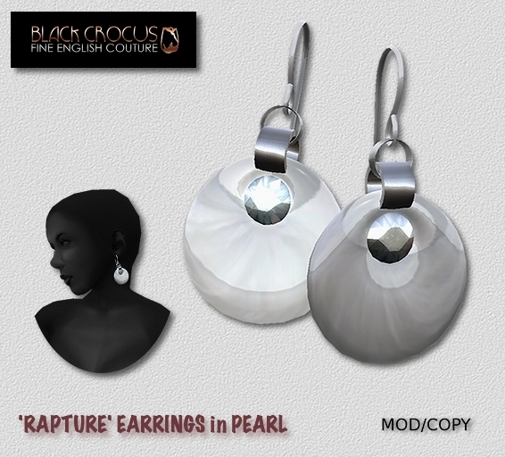 Black Crocus Rapture earrings in Pearl