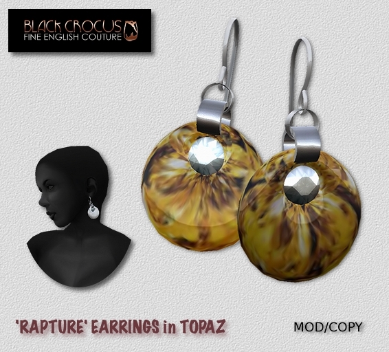 Black Crocus Rapture earrings in Topaz