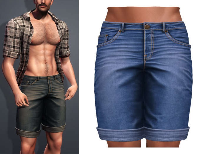 Mossu - Jasper Denim Shorts - Poseidon