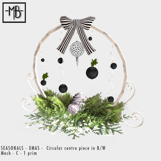 -MB- BOX SEASONALS - Xmas - Circular centre piece in B/W