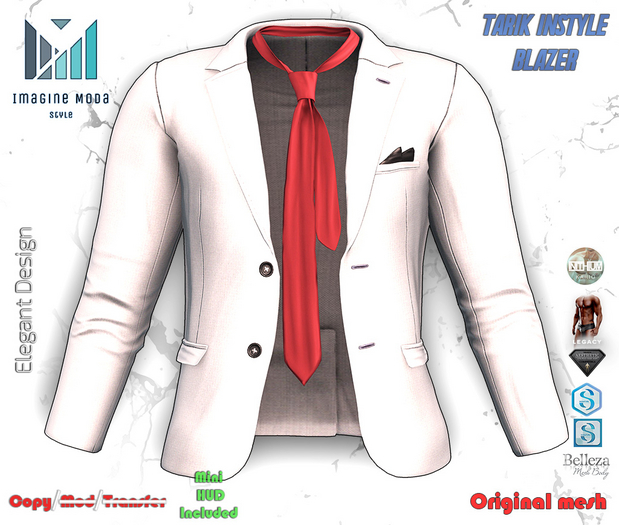 Tarik inStyle Blazer -White- Aesthetic, Gianni, Davis, Jake, Legacy, Kario -Imagine Moda-