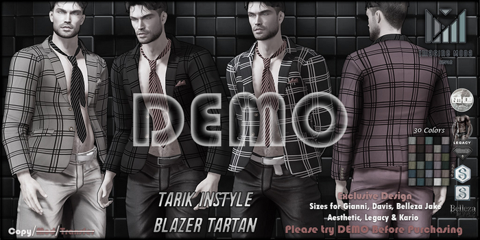 Tarik inStyle Blazer Tartan -DEMO- Aesthetic, Gianni, Davis, Jake, Legacy, Kario -Imagine Moda-