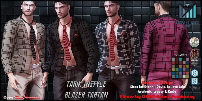 Tarik inStyle Blazer Tartan {FATPACK} Aesthetic, Gianni, Davis, Jake, Legacy, Kario -Imagine Moda-