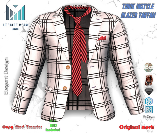 Tarik inStyle Blazer Tartan -White- Aesthetic, Gianni, Davis, Jake, Legacy, Kario -Imagine Moda-