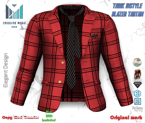 Tarik inStyle Blazer Tartan -Red- Aesthetic, Gianni, Davis, Jake, Legacy, Kario -Imagine Moda-