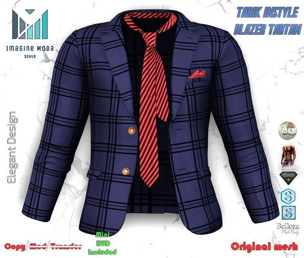 Tarik inStyle Blazer Tartan -Blue- Aesthetic, Gianni, Davis, Jake, Legacy, Kario -Imagine Moda-