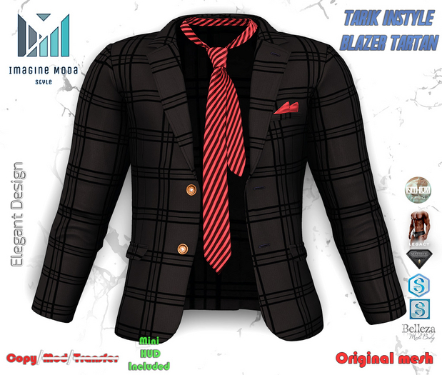 Tarik inStyle Blazer Tartan -Black- Aesthetic, Gianni, Davis, Jake, Legacy, Kario -Imagine Moda-