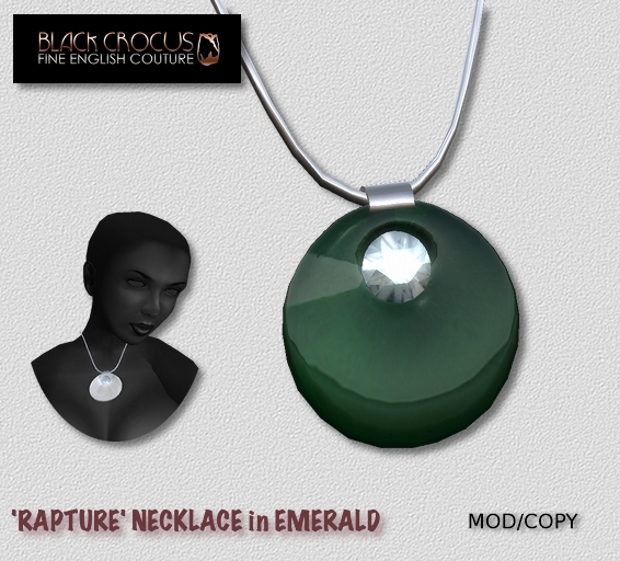 Black Crocus Rapture necklace in Emerald