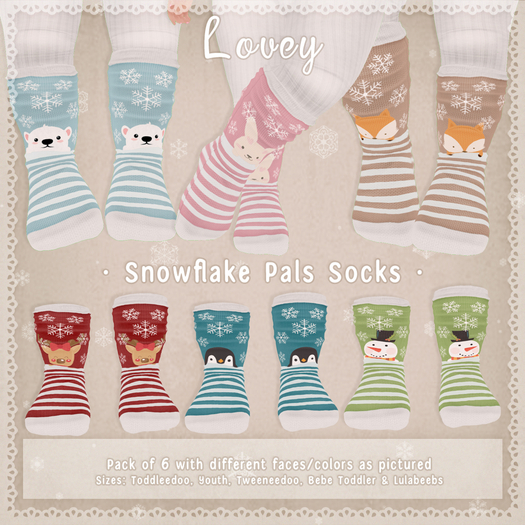 ;Lovey- Snowflake Pals Socks FATPACK
