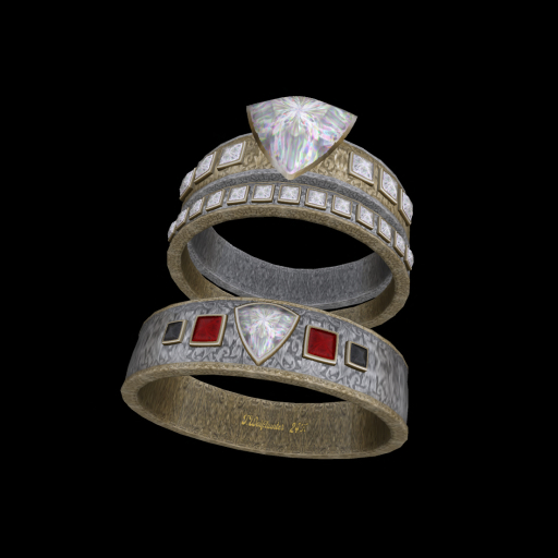 Triangle Diamond Wedding Rings Set TW