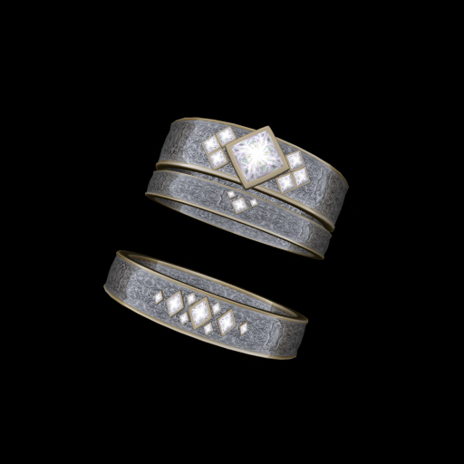 Diamond Squire Wedding Rings Set TW