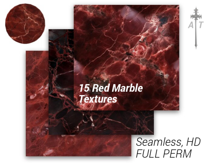 Second Life Marketplace - [AT] 15 Seamless Red Marble Textures (FULL PERM)