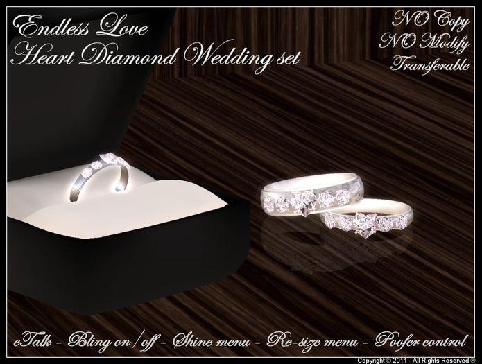 PROMO SALE .:: S.J. ::. Silver/Diamond Wedding Ring Set "Endless Love"