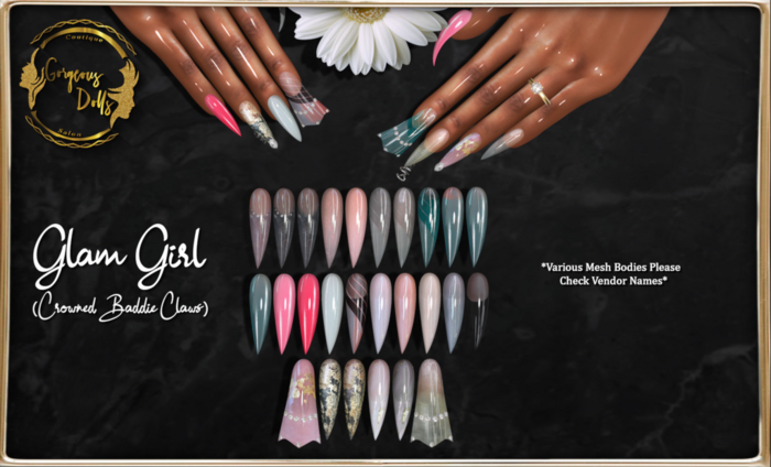 ~GD~Glam Girl(Crowned Baddie Claws) - eBody Reborn Bento Hands