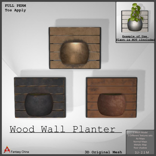 Full Perm Wood Wall Planter