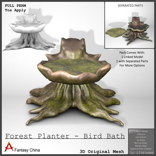 Full Perm Forest Planter - Bird Bath