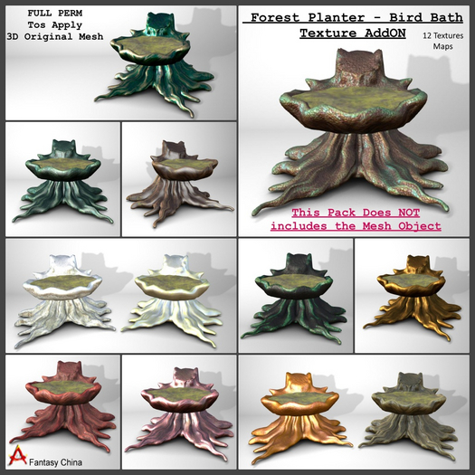 Full Perm Forest Planter - Bird Bath Textures Addon