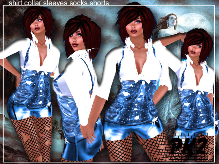 overall blue and shirt white