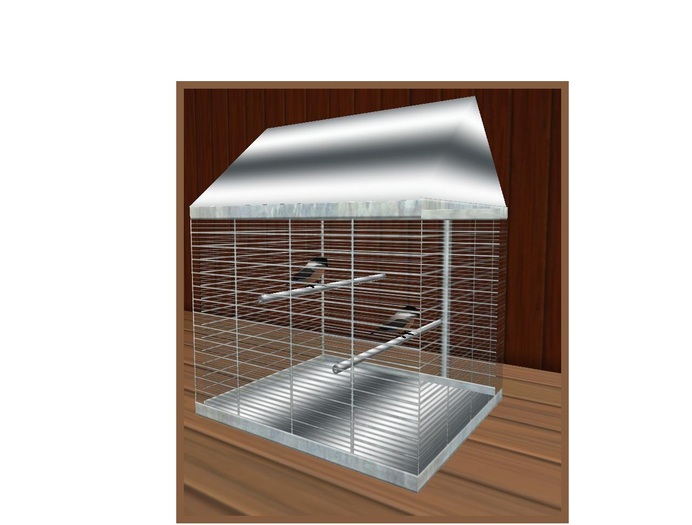 Rectangular bird cage 2 sculpted birds
