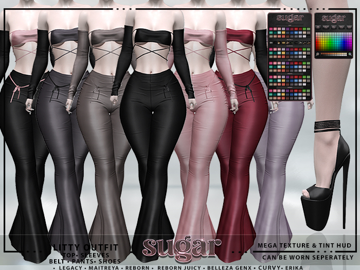 [sugar] Litty Outfit [FAT PACK HUD]  • Reborn • Reborn Juicy • Maitreya • Legacy • Belleza GenX • Curvy • Erika •