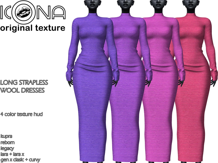 ICONA / LONG STRAPLESS WOOL DRESSES -4
