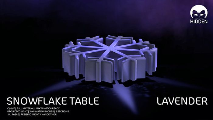 HIDDEN :: SNOWFLAKE TABLE :: LAVENDER ::
