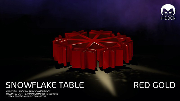 HIDDEN :: SNOWFLAKE TABLE :: RED GOLD ::