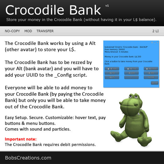 Crocodile Bank (Not a Tip Jar!) 