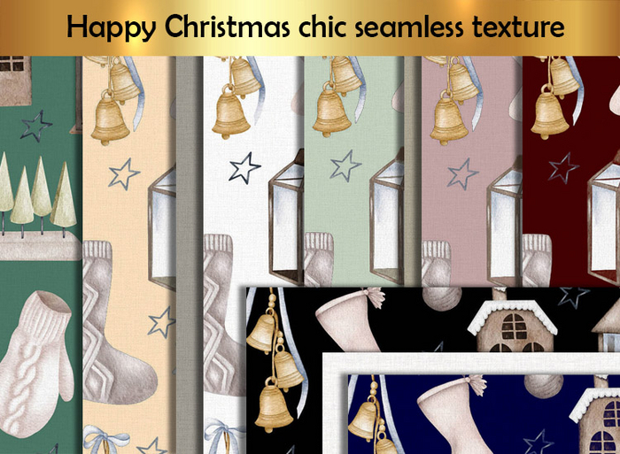 Happy Christmas chic seamless texture