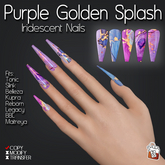 ~TL~ Purple Golden Splash Iridescent Nails