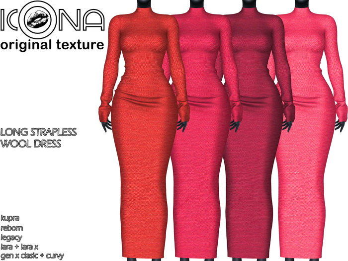 LONG STRAPLESS WOOL DRESSES PACK 8