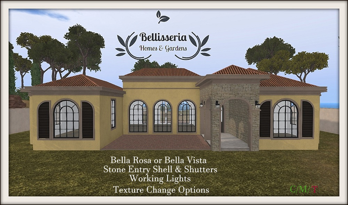 BH&G Bella Rosa/Vista Stone Entry Shell & Shutters Linden Home Add On