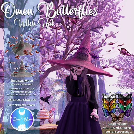 Blue Blood - Omen Butterflies Witch Hat DEMO