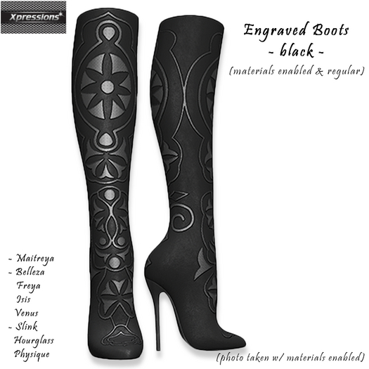 [Xprs] - Engraved Boots Black