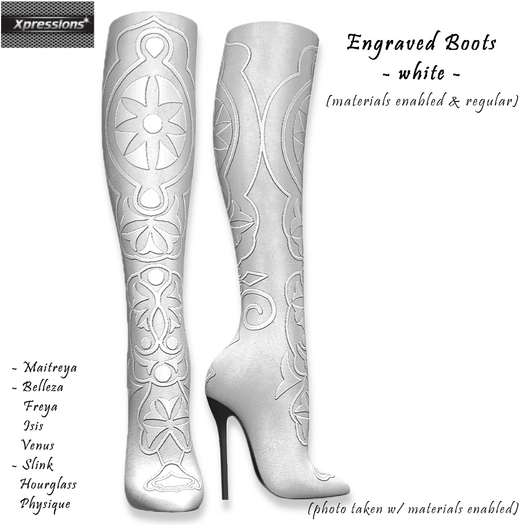 [Xprs] - Engraved Boots White