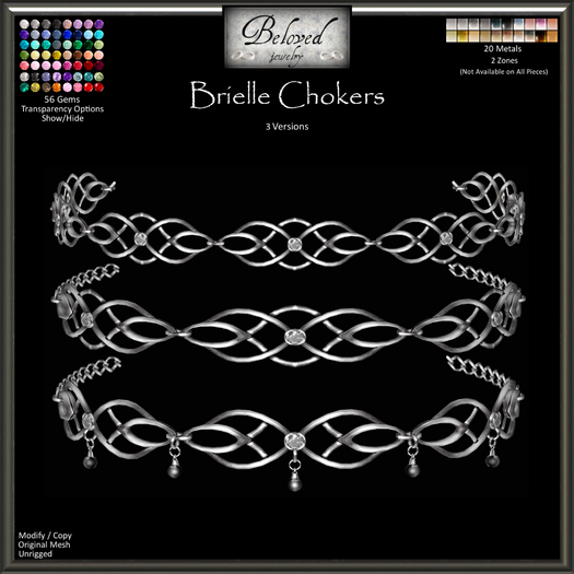 Beloved Jewelry : Brielle Chokers Set of 3 (Texture Change) Gold Silver Diamond Celtic Necklace
