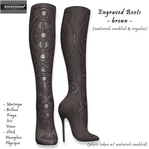 [Xprs] - Engraved Boots Brown