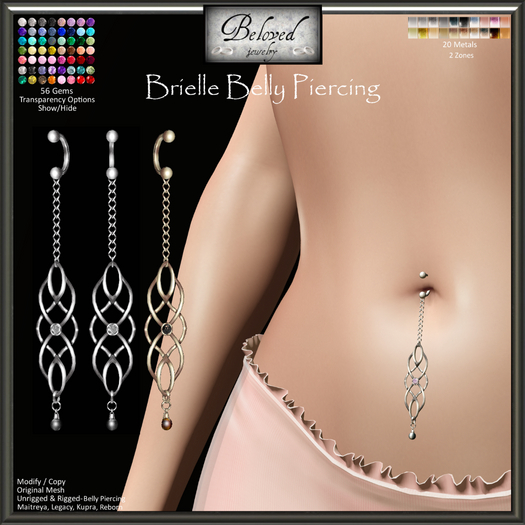 Beloved Jewelry : Brielle Belly Piercing (Texture Change) Gold Silver Reborn, Legacy, Maitreya